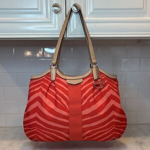 Coach Bag Purse Handbag Tote Pocketbook Devin Exotic Stripe Zebra Print Shoulder